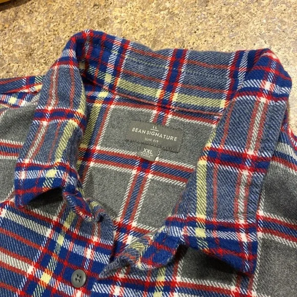 L. L. Bean Signature Organic Cotton Flannel Button Up Shirt Slim Fit XXL 507625 - Picture 5 of 14